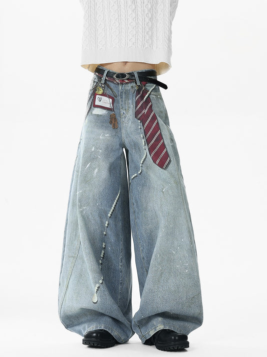 「ストリートウェア」ヴィンテージプリント ワイドパンツ TK0333