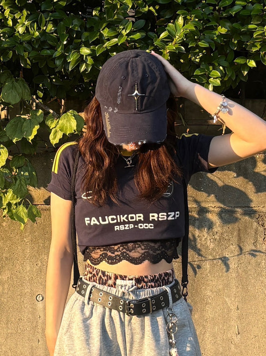 「k30」バイクテイストクロップドTシャツ TK0252