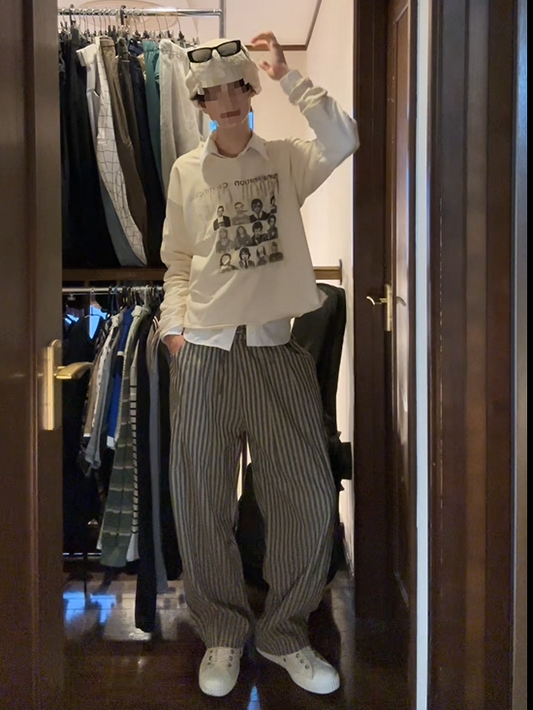 「asparabe_kon」ストライプワイドパンツ TK0203