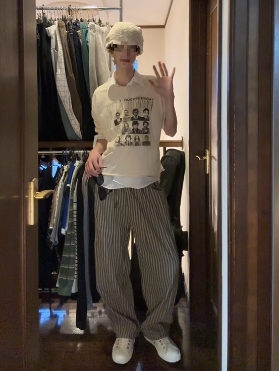 「asparabe_kon」ストライプワイドパンツ TK0203