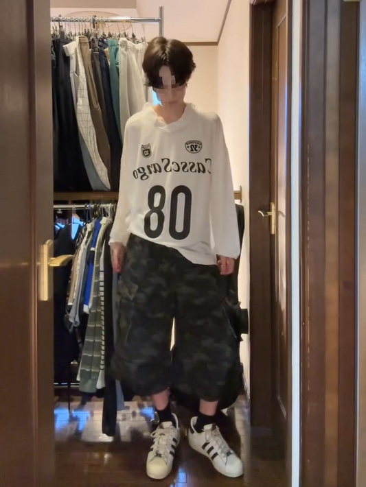 「asparabe_kon」 迷彩柄クロップドカーゴパンツ TK0136