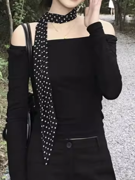 ドット柄 ナロースカーフ SP0053