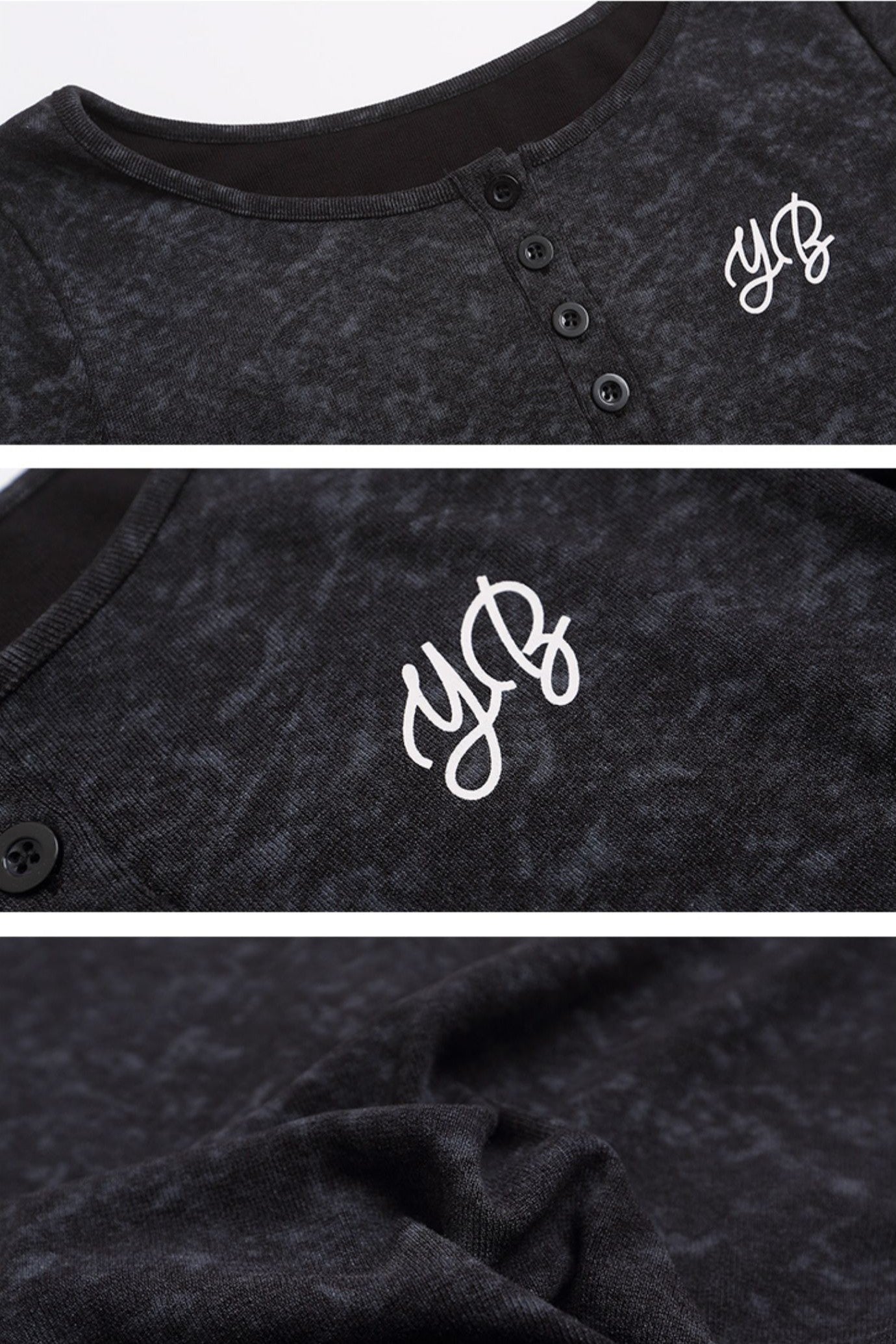 ムラ染めフリルネックロングシャツ TK0301