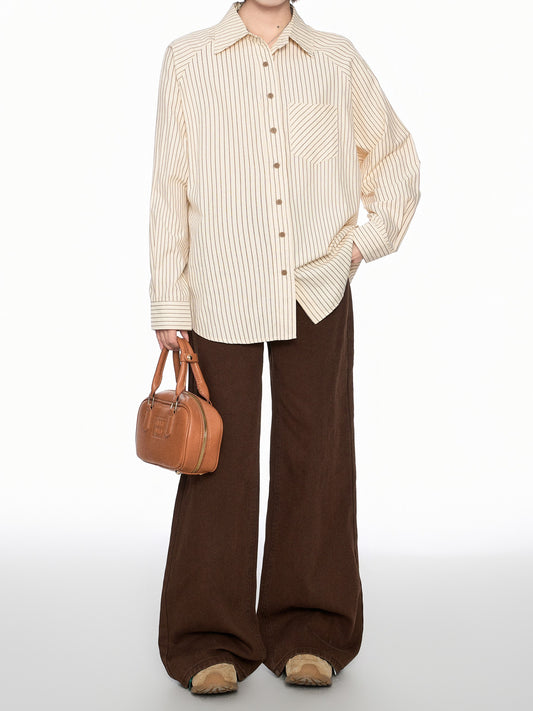 ストライプ フレンチスリーブシャツ TK0329