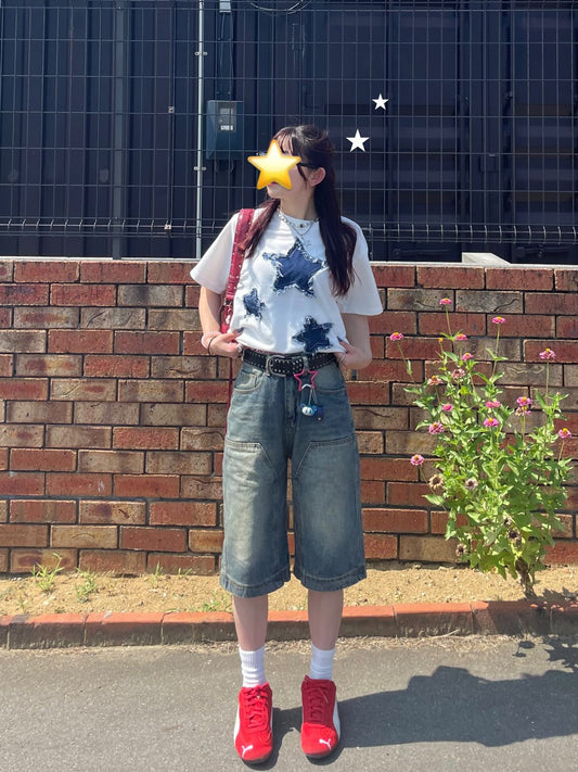 「bibi_s0821」バギーショーツ デニムパンツ TK0132