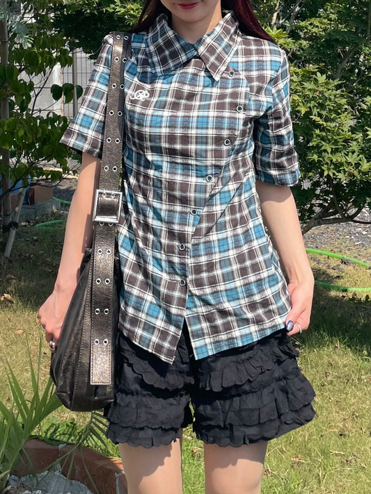「bibi_s0821」ボーダー柄ロゴ刺繍ショート丈Tシャツ TK0233