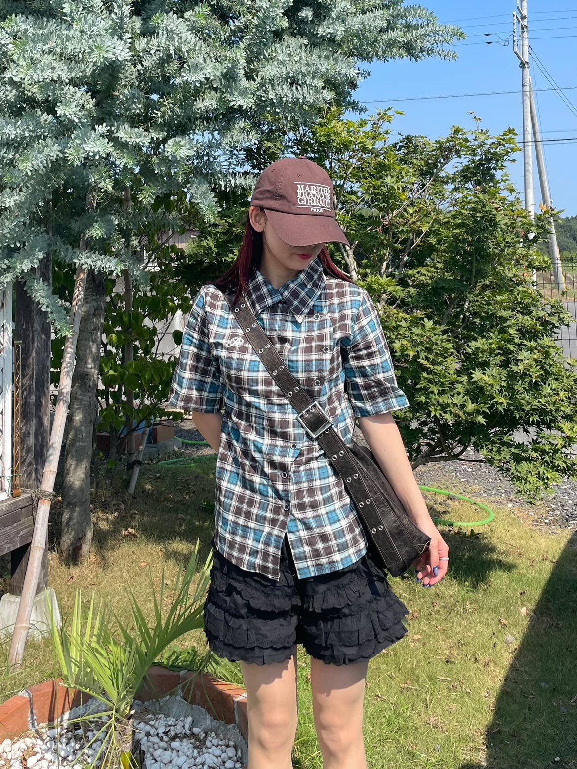 「bibi_s0821」ボーダー柄ロゴ刺繍ショート丈Tシャツ TK0233