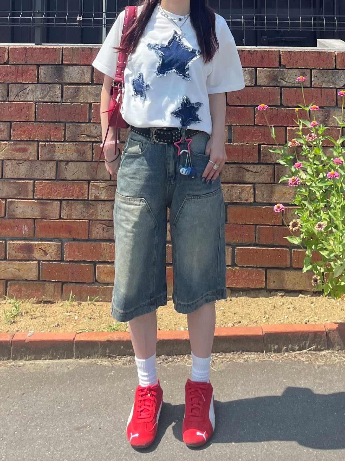 「bibi_s0821」バギーショーツ デニムパンツ TK0132