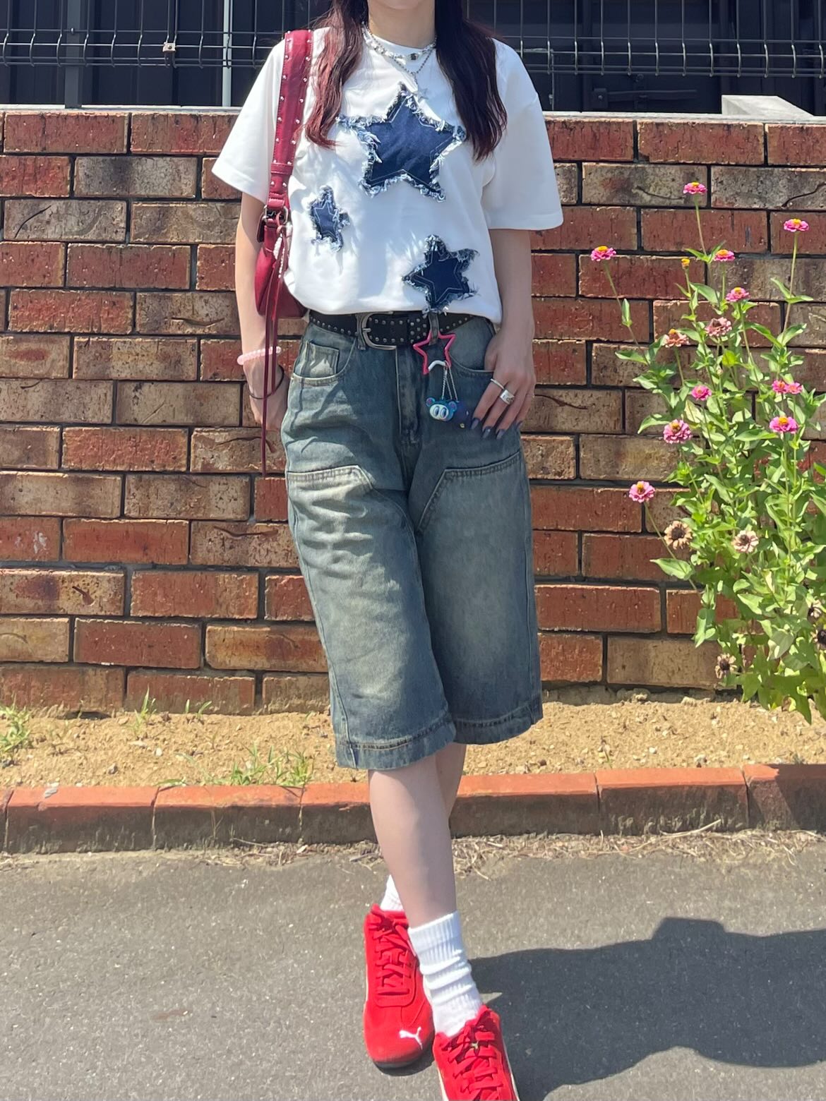 「bibi_s0821」バギーショーツ デニムパンツ TK0132