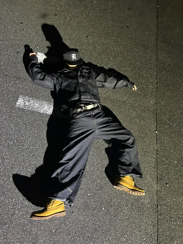 「kid__65」パイソン柄ステッチワイドパンツ TK0158