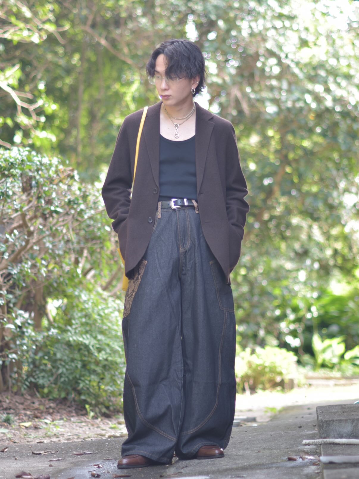 「kumagai」パイソン柄ステッチワイドパンツ TK0158