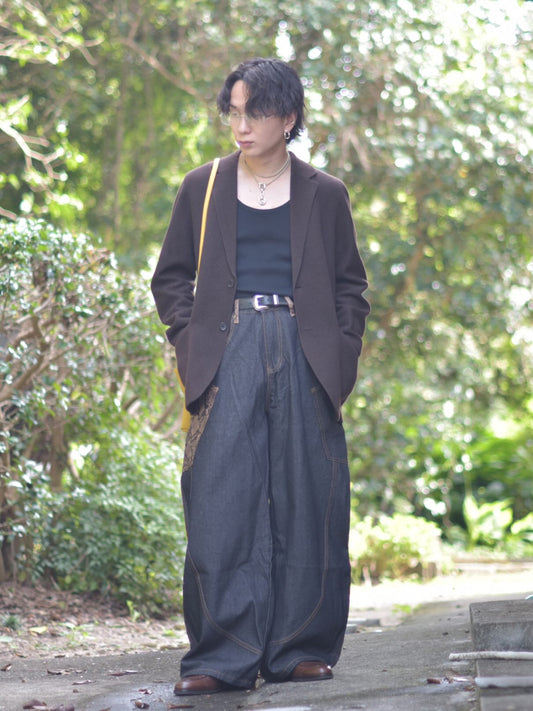 「kumagai」パイソン柄ステッチワイドパンツ TK0158