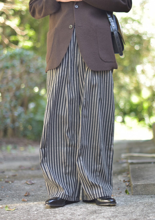 「kumagai」ストライプワイドパンツ TK0203