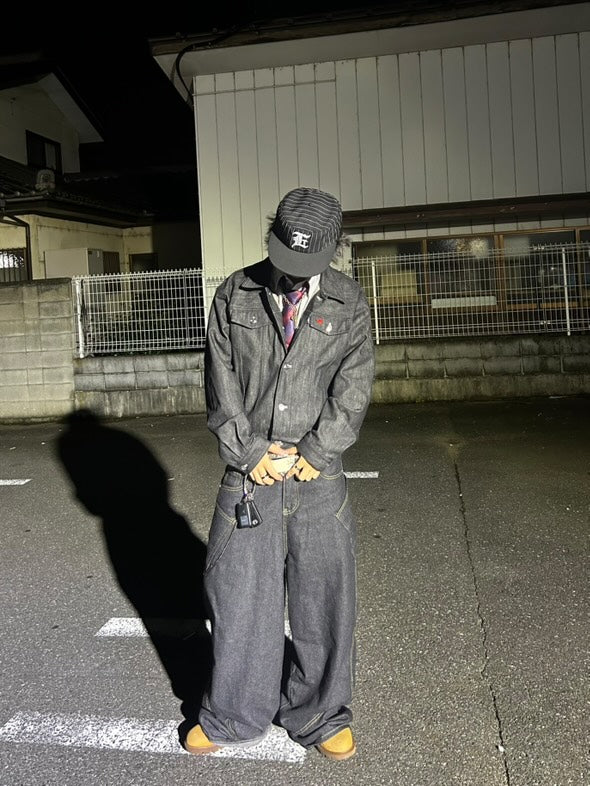 「kid__65」パイソン柄ステッチワイドパンツ TK0158