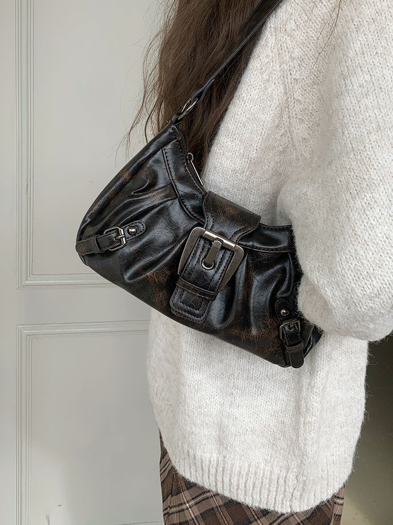 バックルデザイン PUショルダーバッグ BB022