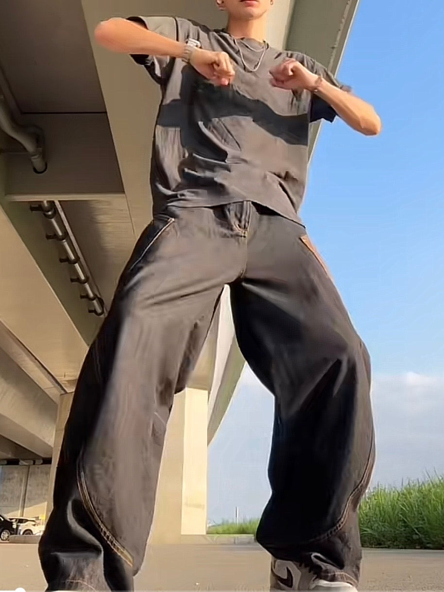 「v____k__」パイソン柄ステッチワイドパンツ TK0158