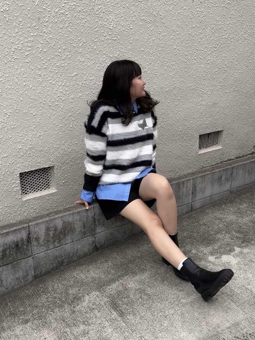 「aino__nk8」ゆったりボーダーボアニット TK0285