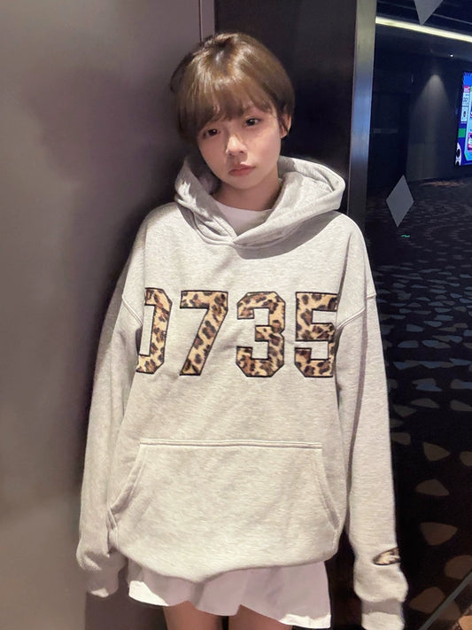 ヒョウ柄 フーディー スウェットシャツ TK0137