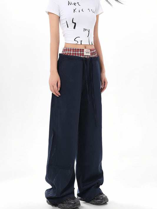 チェック切り替えダブルウエストカーゴパンツ TK0297