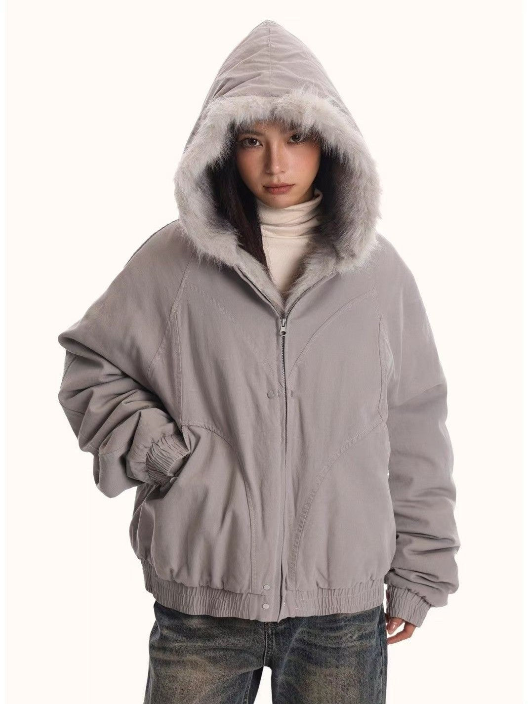 ファー付きフードパーカーコート ボアジャケット TK0338 – TAKUTAKU