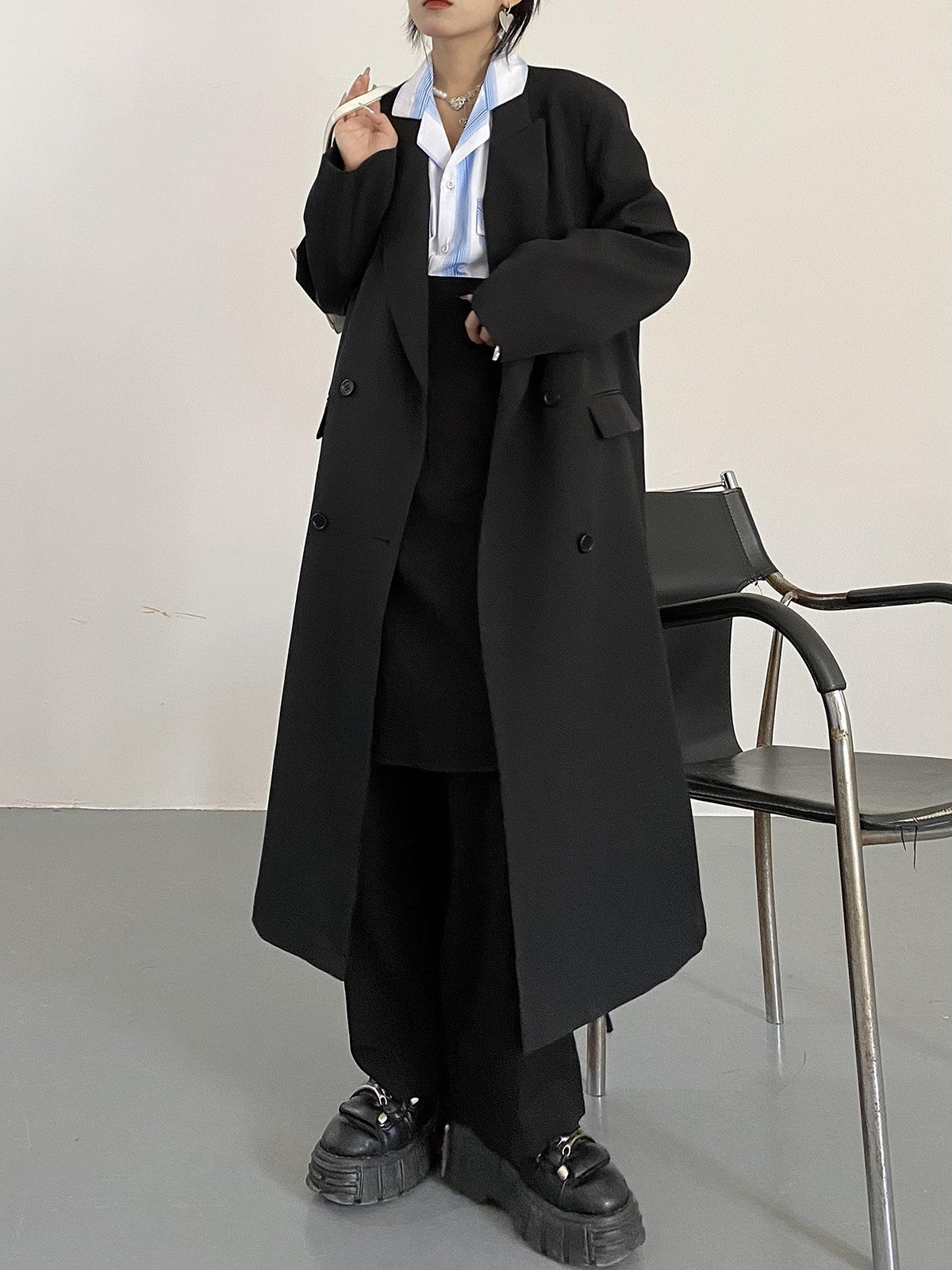 TAKEZO 黒 トレンチコート ダブルブレスト TAKEZO 黒 トレンチコート ダブルブレスト TAKEZO 黒 トレンチコート