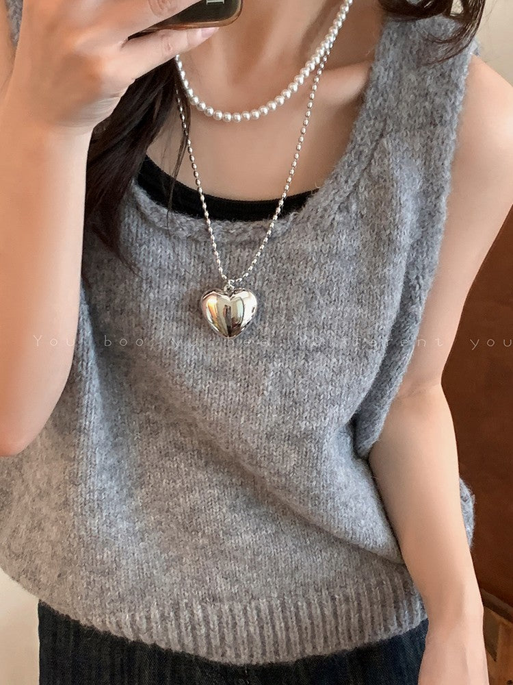 シルバーハートペンダントネックレス SP0012