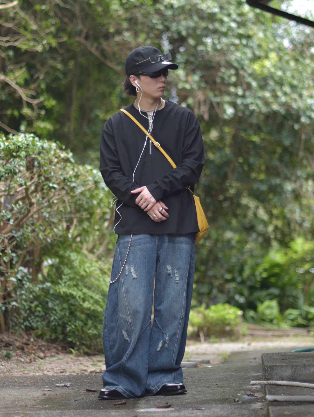「kumagai」ワッフル編み ハーフジップ 長袖Tシャツ  TK0052