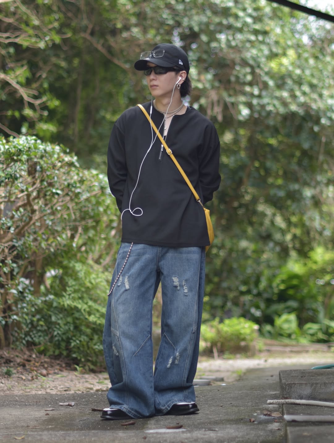 「kumagai」ワッフル編み ハーフジップ 長袖Tシャツ  TK0052