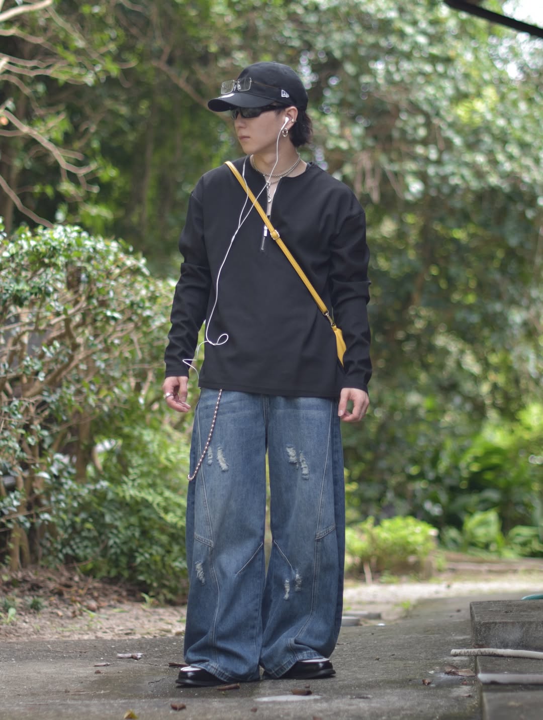 「kumagai」ワッフル編み ハーフジップ 長袖Tシャツ  TK0052