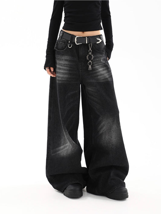 「毎日使える大人気定番◎」ブラックセミワイドデニムパンツ TK0001