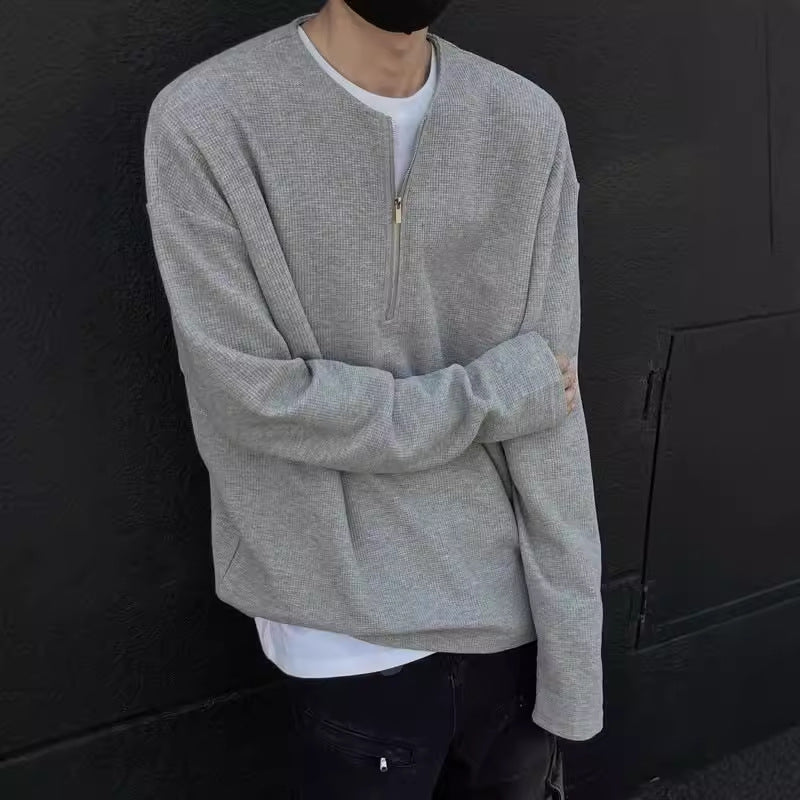 「kumagai」ワッフル編み ハーフジップ 長袖Tシャツ  TK0052