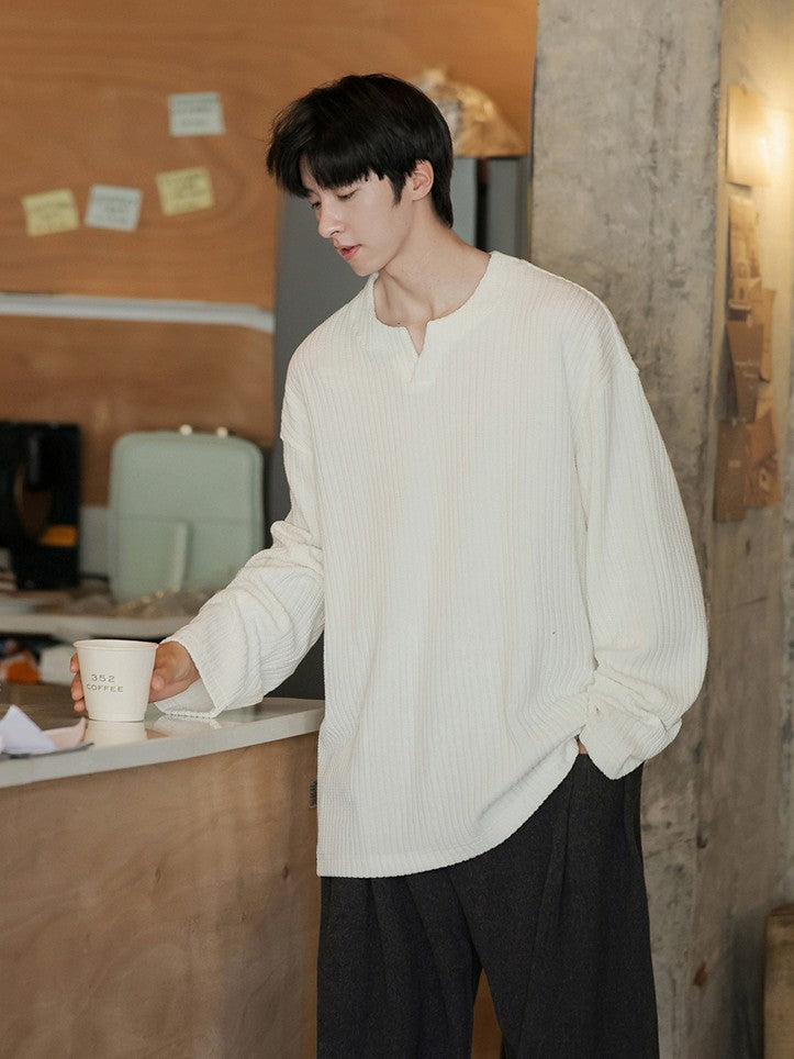 Vネック 長袖Tシャツ TK0163