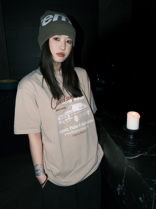 カーリストプリント純綿Tシャツ TK0177