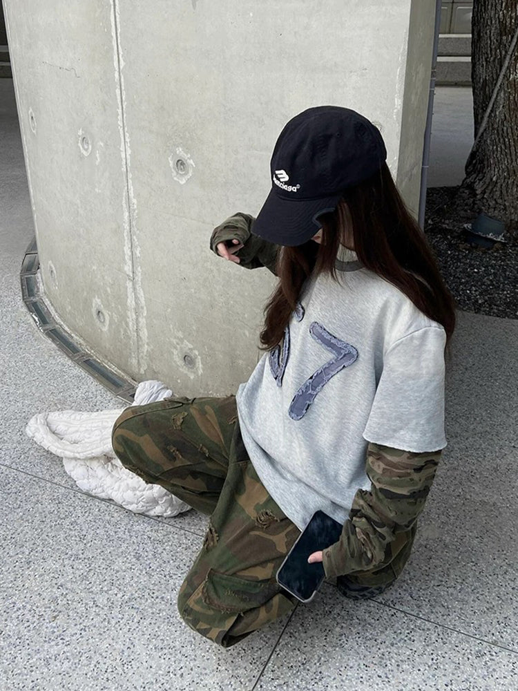 カモ重ね着風長袖Tシャツ TK0189