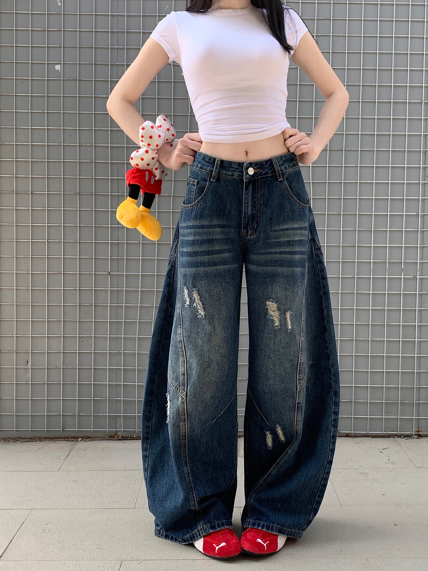 クラッシュカーブデニムパンツ TK0198