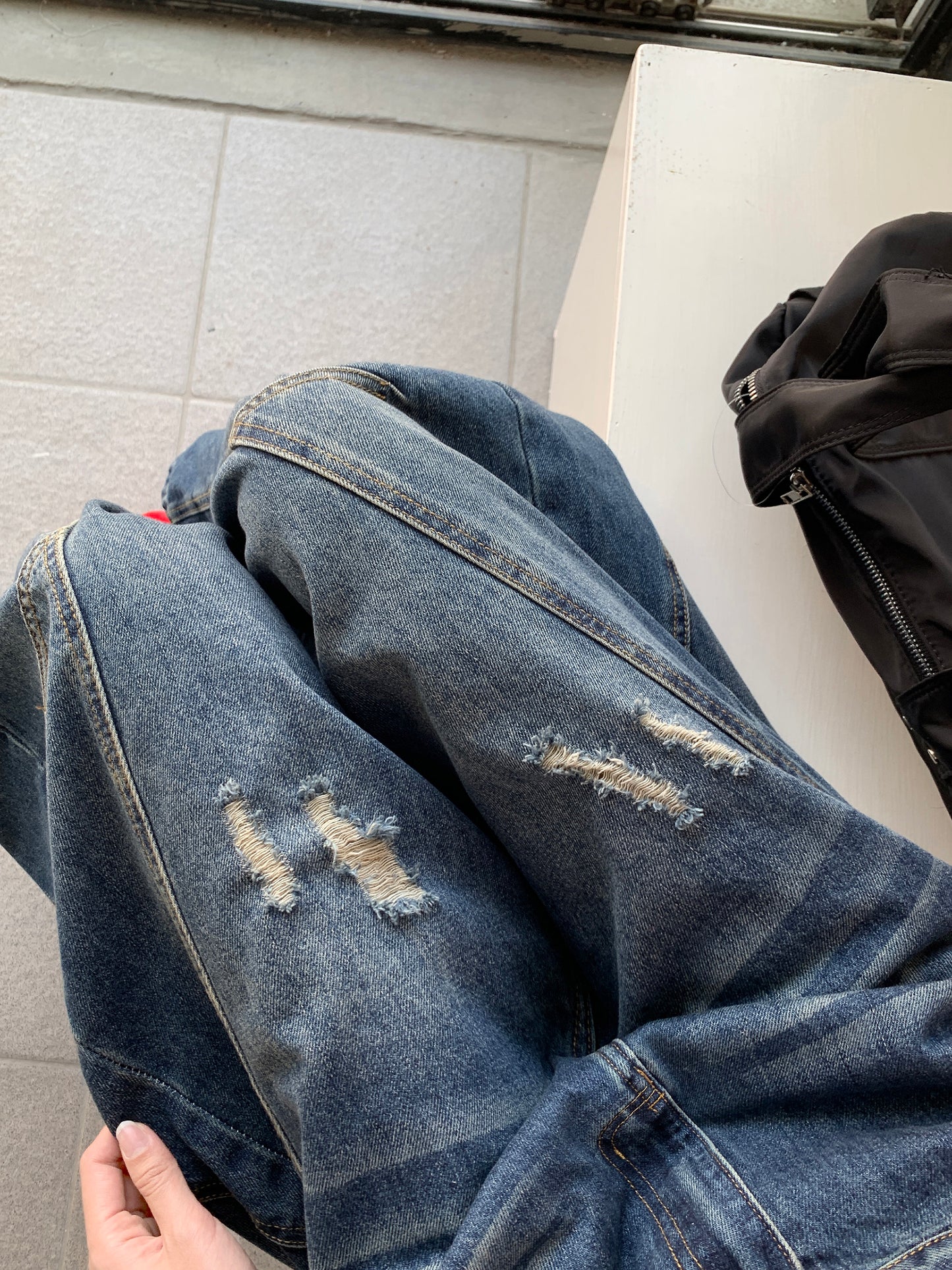 クラッシュカーブデニムパンツ TK0198