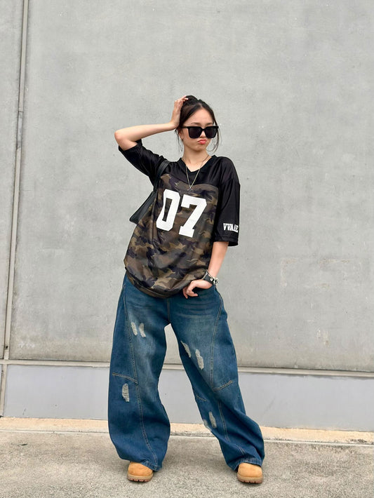 「91miuty」ヴィンテージカモフラスポーツTシャツ TK0246