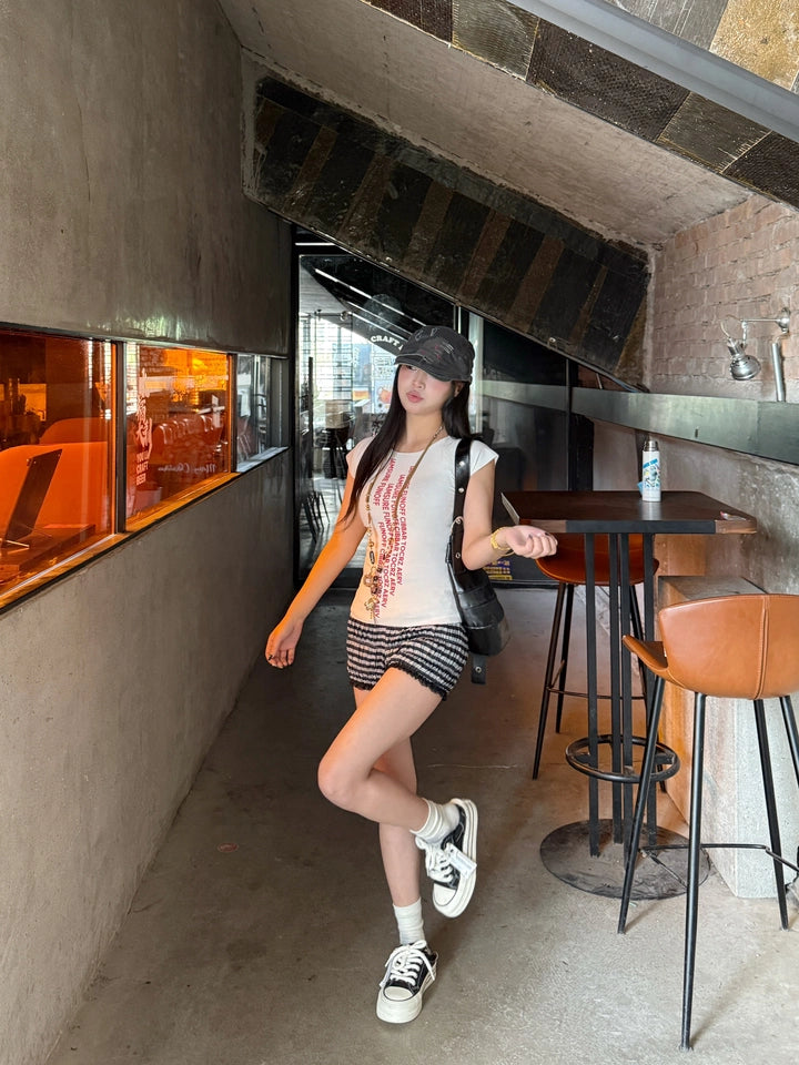 ストリート風アルファベットプリントTシャツ TK0211