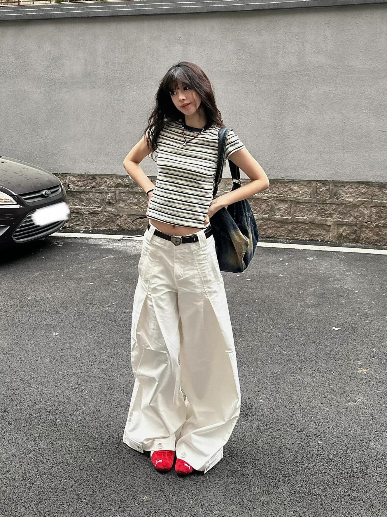 ストライプ配色半袖Tシャツ TK0234