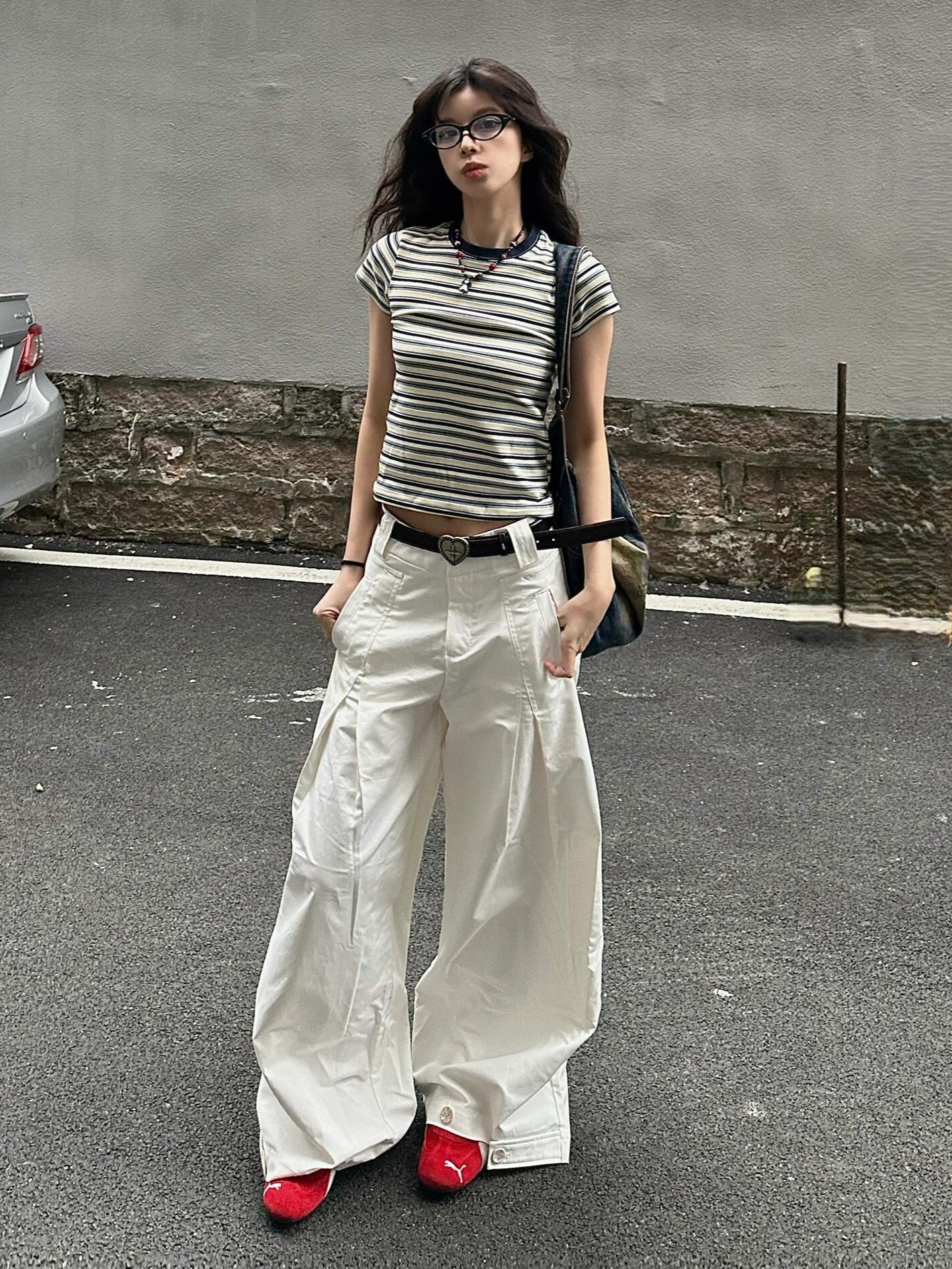 ストライプ配色半袖Tシャツ TK0234
