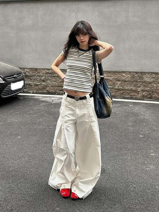 ストライプ配色半袖Tシャツ TK0234
