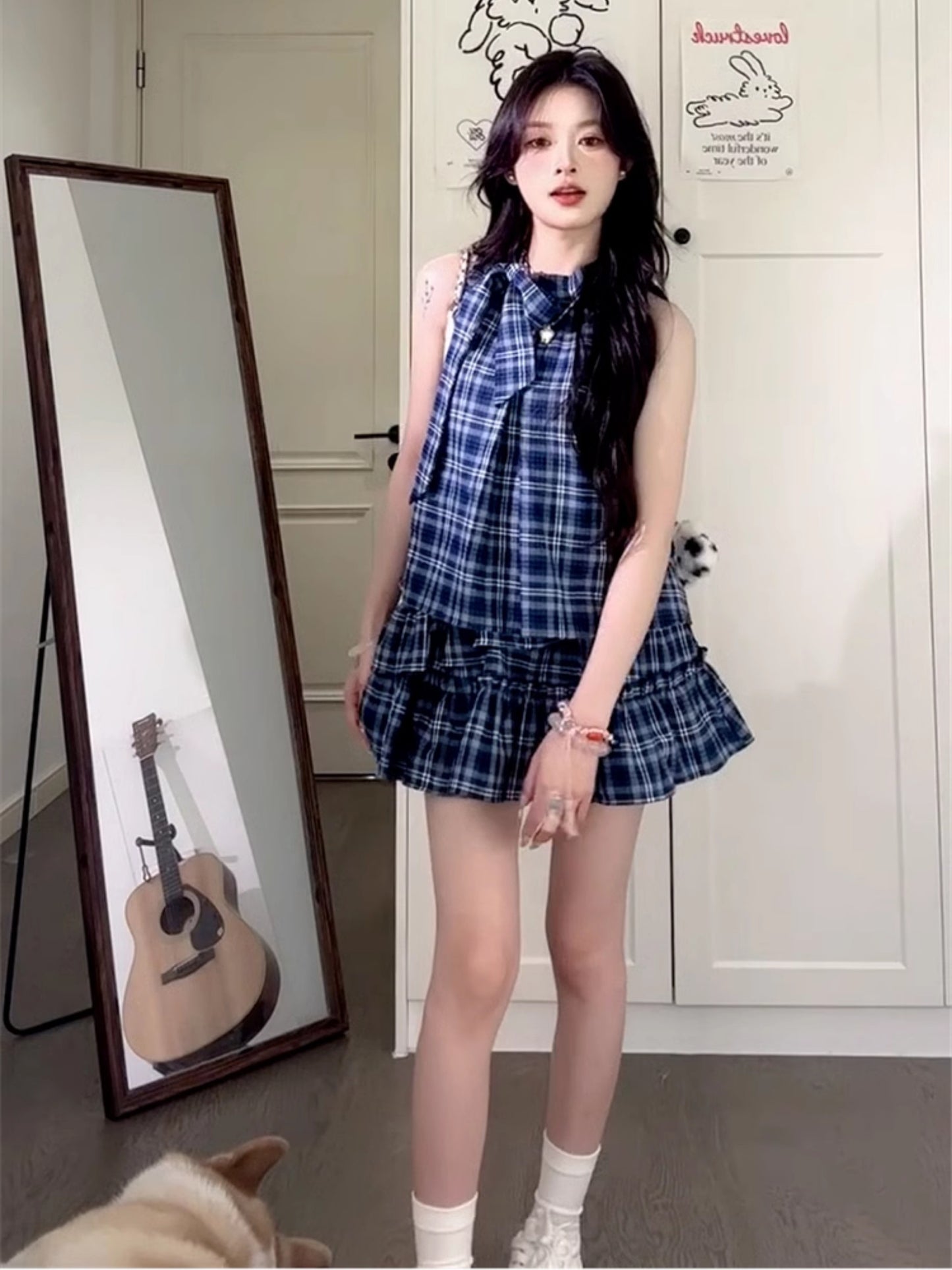 ノースリーブチェックシャツワンピース TK0245