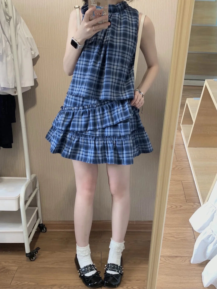ノースリーブチェックシャツワンピース TK0245