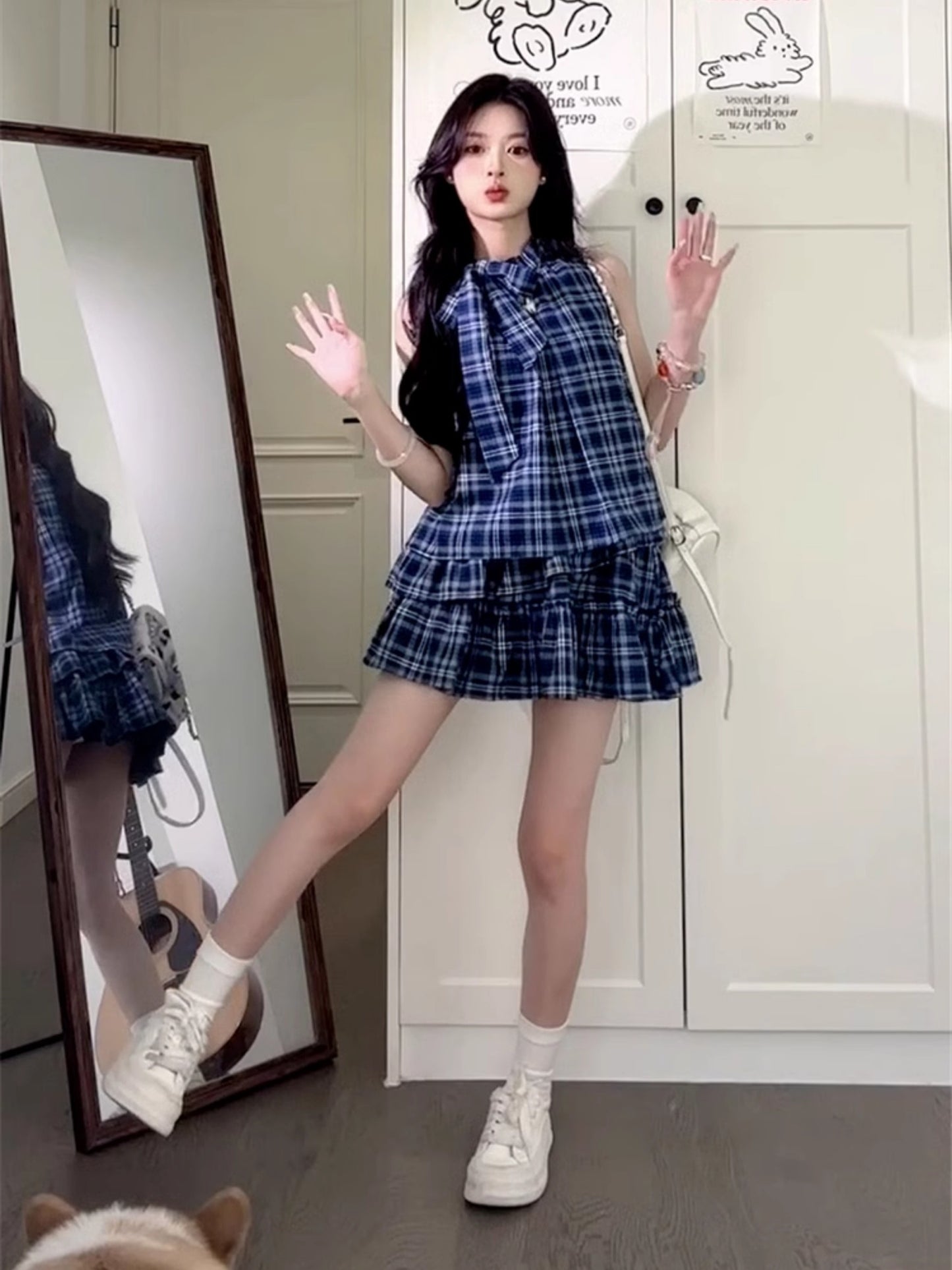 ノースリーブチェックシャツワンピース TK0245