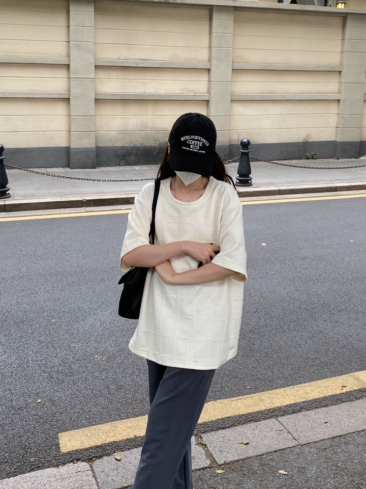 ジャガードテクスチャー半袖Tシャツ TK0263