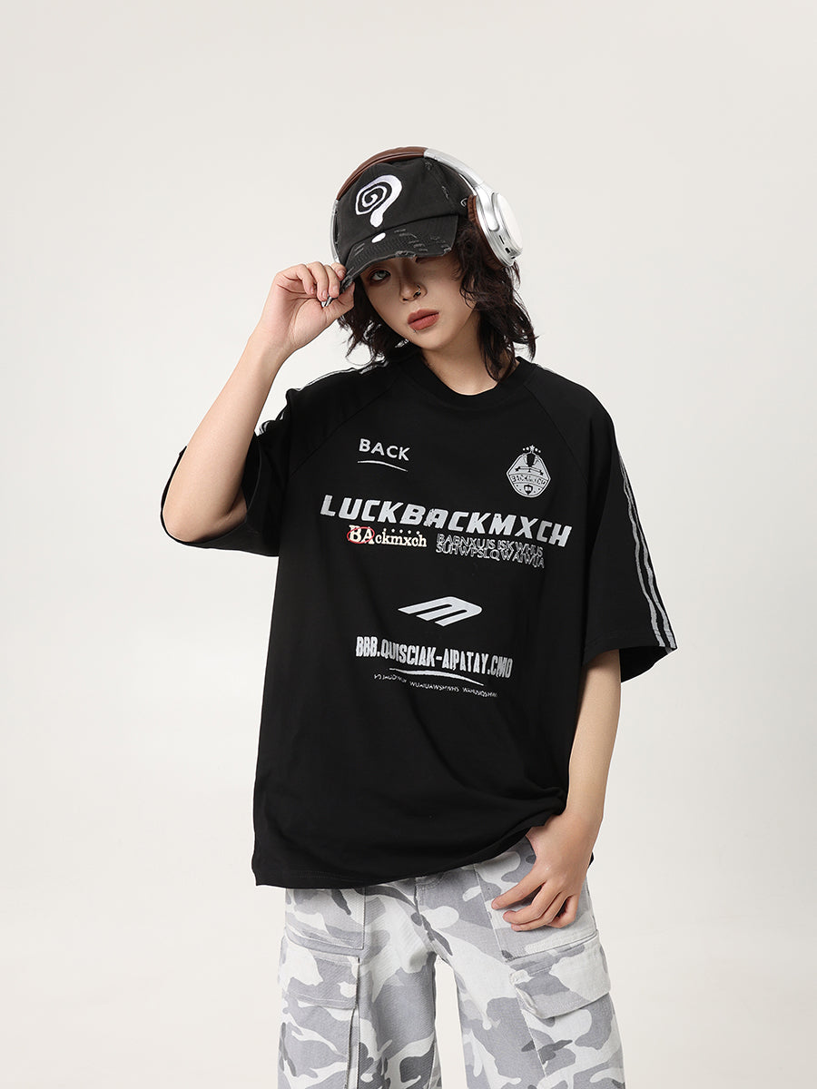 ジャージ風プリント半袖Tシャツ TK0264