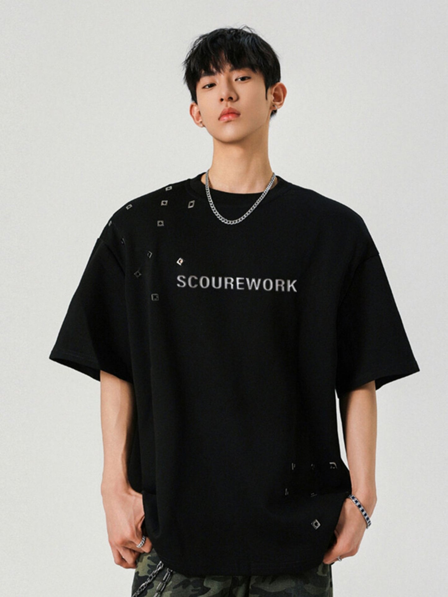 メタルプリント半袖Tシャツ TK0265