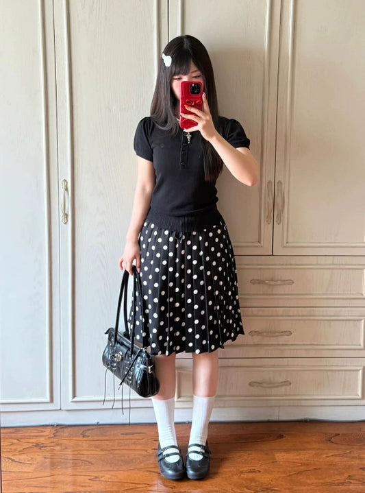 ブラックドットAラインスカート TK0272