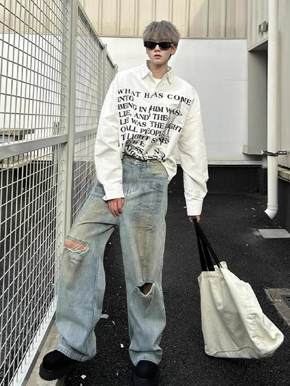 ストリートプリント長袖シャツ TK0275