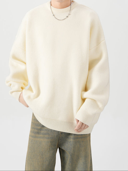 「3色展開」カジュアル無地ニットプルオーバー TK0293